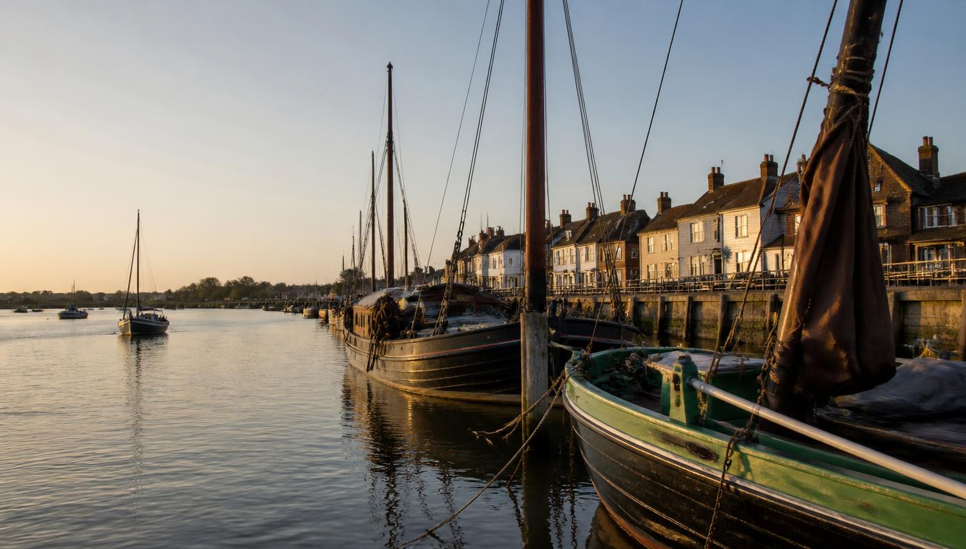 Boats moored along the Blackwater estuary at Maldon in Essex
